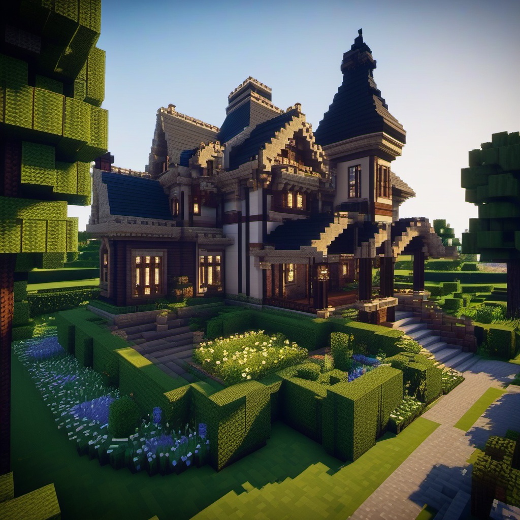 elegant victorian manor with a sprawling garden - minecraft house ideas minecraft block style