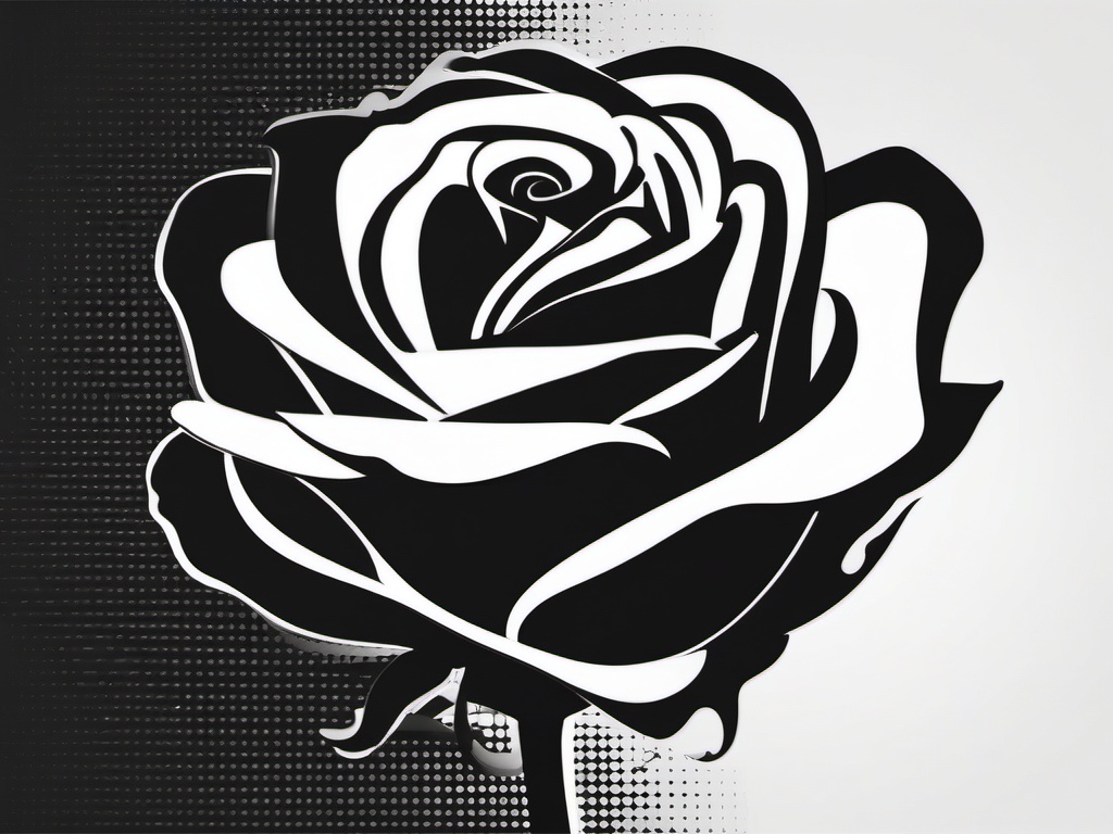 Black and white clipart rose, An elegant rose in classic black and white.  simple, 2d flat