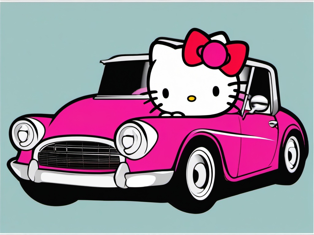 Hello Kitty clipart - Hello Kitty in a car  clipart