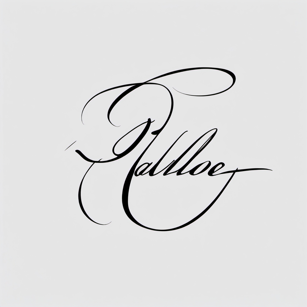 Script Tattoo-minimalist script tattoo with simple and refined lettering, creating a timeless and classic design. Colored tattoo designs, minimalist, white background.  color tatto style, minimalist design, white background