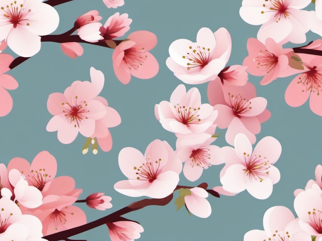 Cherry Blossom Clipart - Delicate cherry blossoms in bloom.  color vector clipart, minimal style