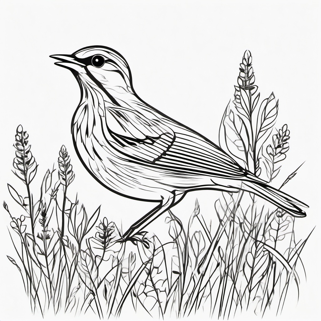 Lark Clipart - Lark singing a melodious tune in the meadow , minimal, 2d