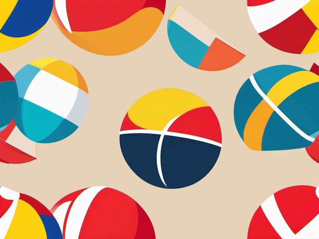 Beach Ball Clipart - A bright beach ball on the sand.  color clipart, minimalist, vector art, 