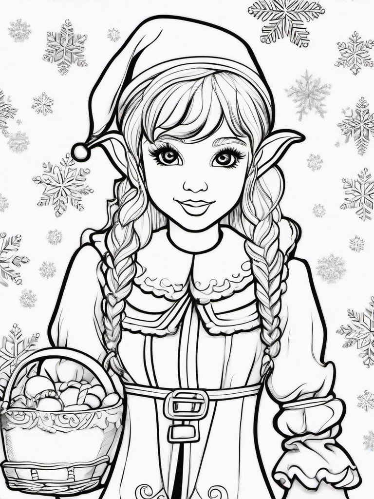 Christmas Elf Pictures To Color  outling,coloring pages,black and whit