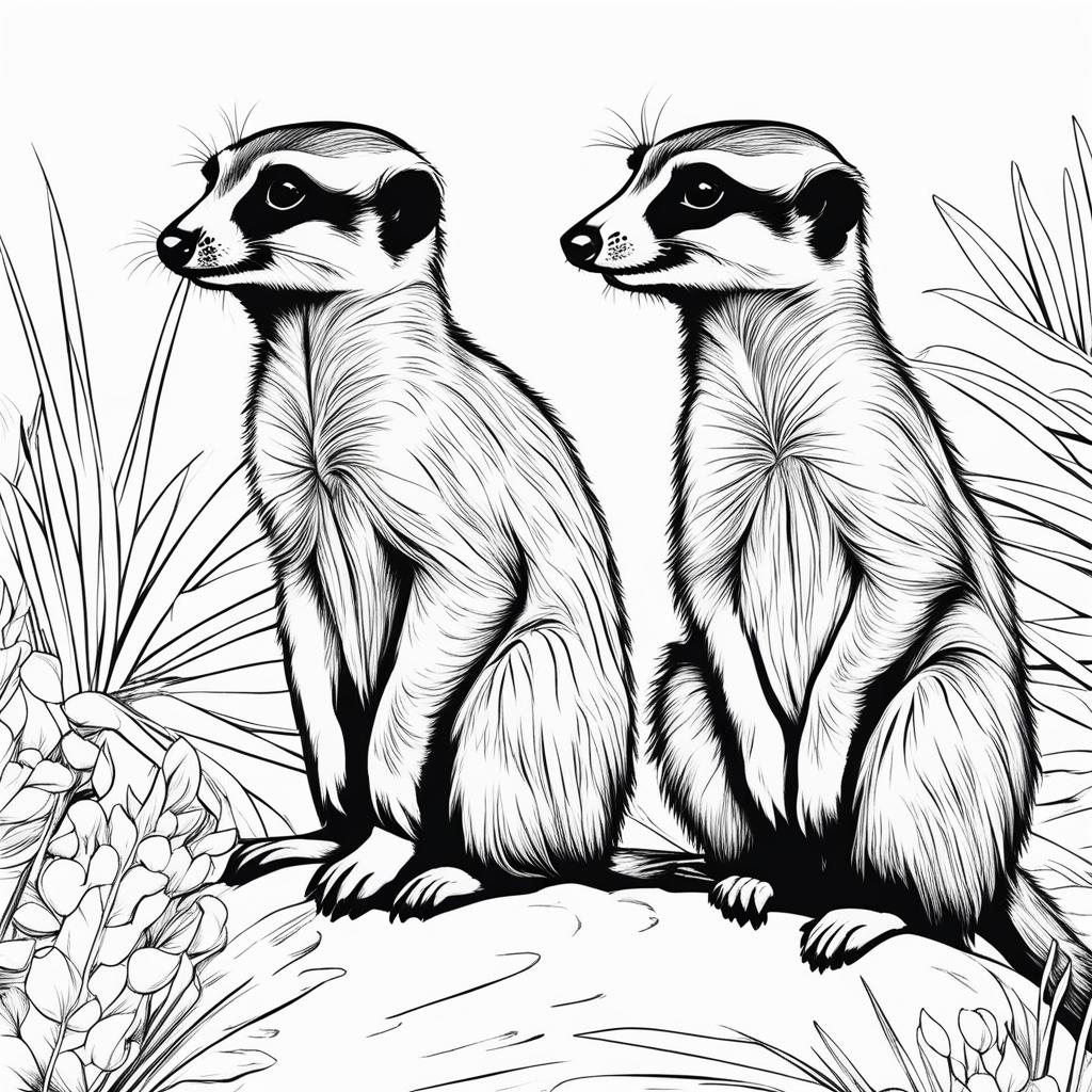 meerkats cute animals coloring page 