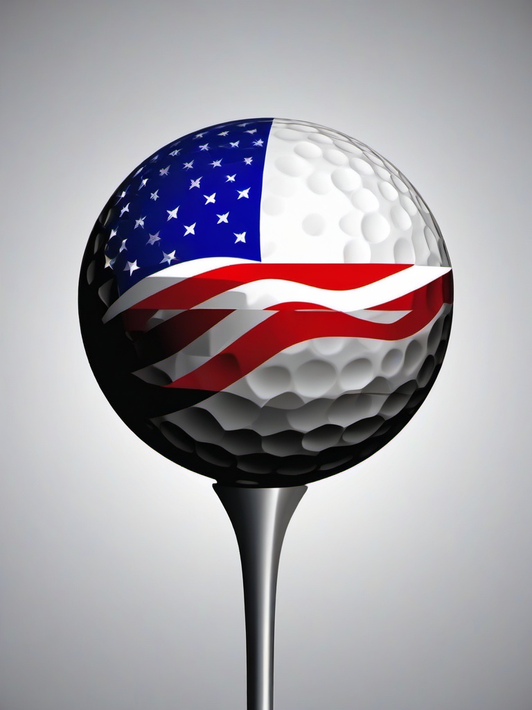 Golf clipart - golf ball with a flag in the background  