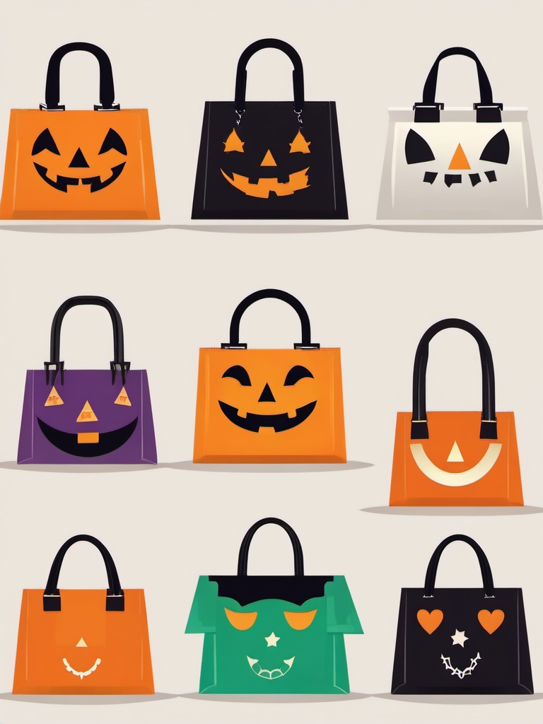 Trick-or-Treat Bags clipart - Colorful trick-or-treat bags, ,vector color clipart,minimal