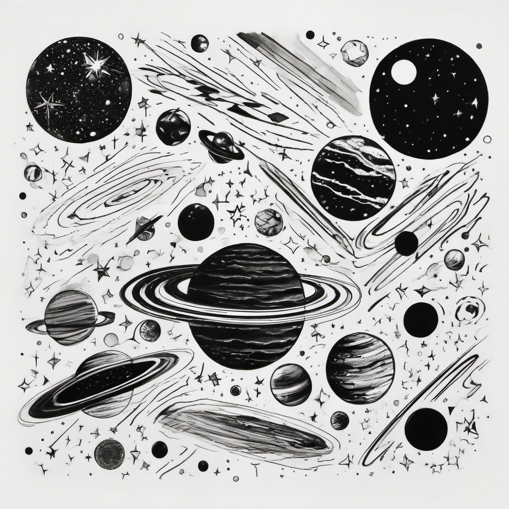 drawings of the galaxy  minimal rough sketch scribbles,doodles,black and white