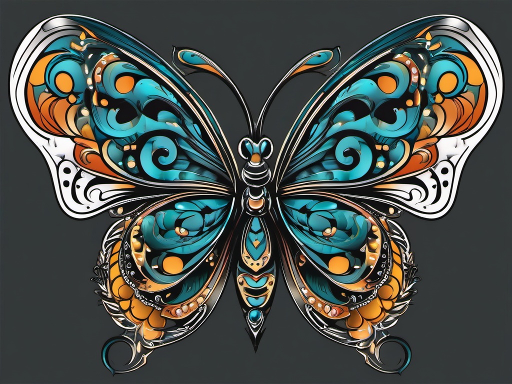 butterfly gemini tattoo  simple vector color tattoo