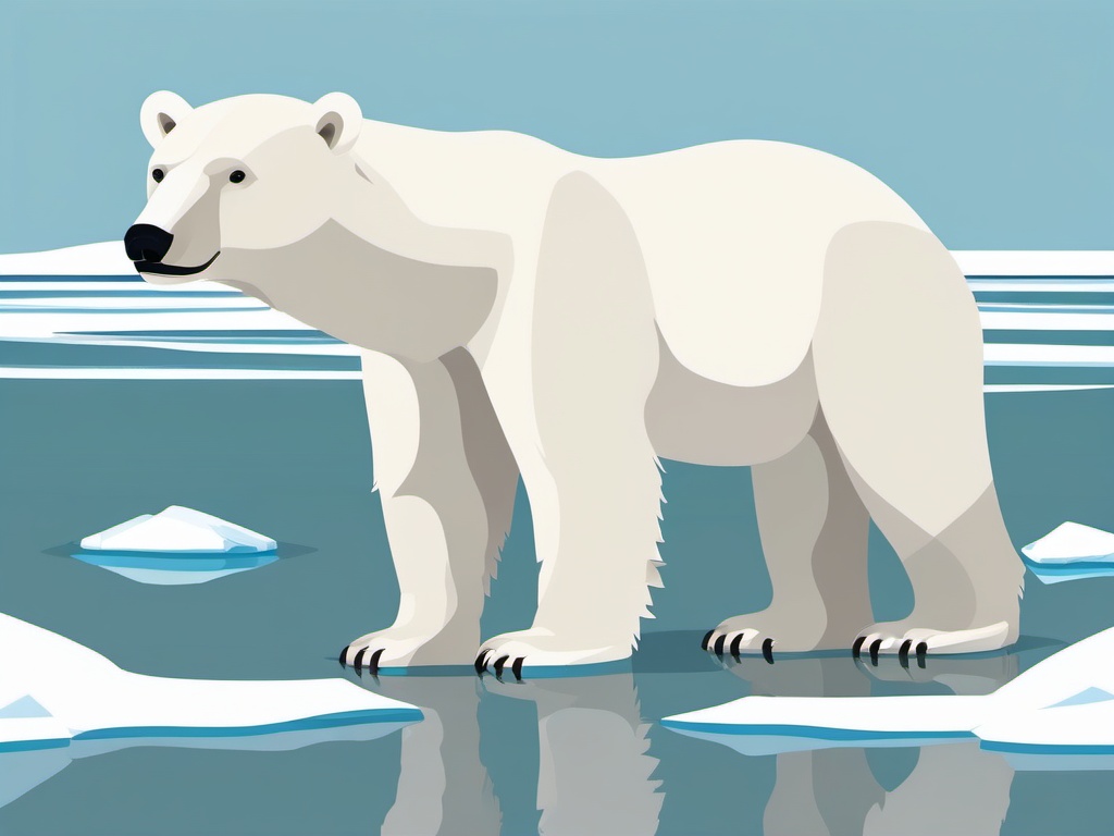 Polar Bear Clipart - Polar Bear standing on an Arctic ice floe , minimal, 2d