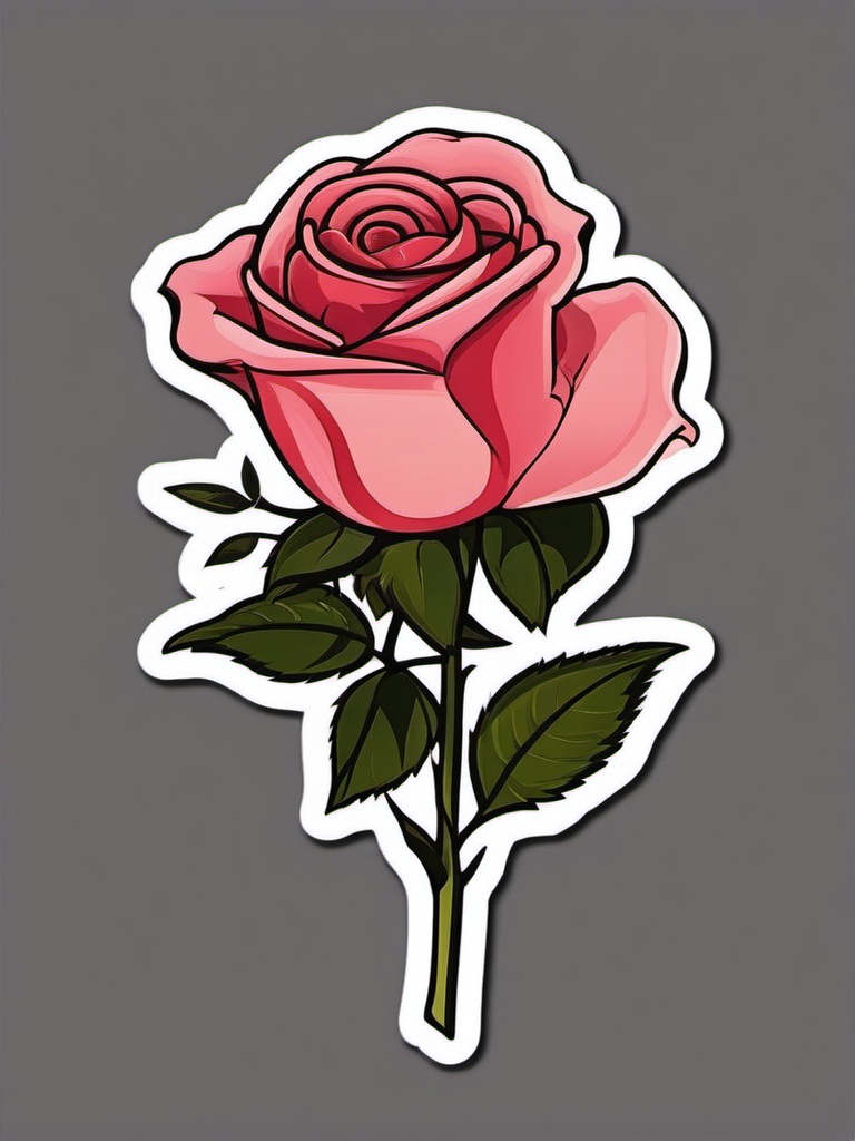 Rose Sticker - Express love and admiration with the timeless beauty of a classic rose sticker, , sticker vector art, minimalist design