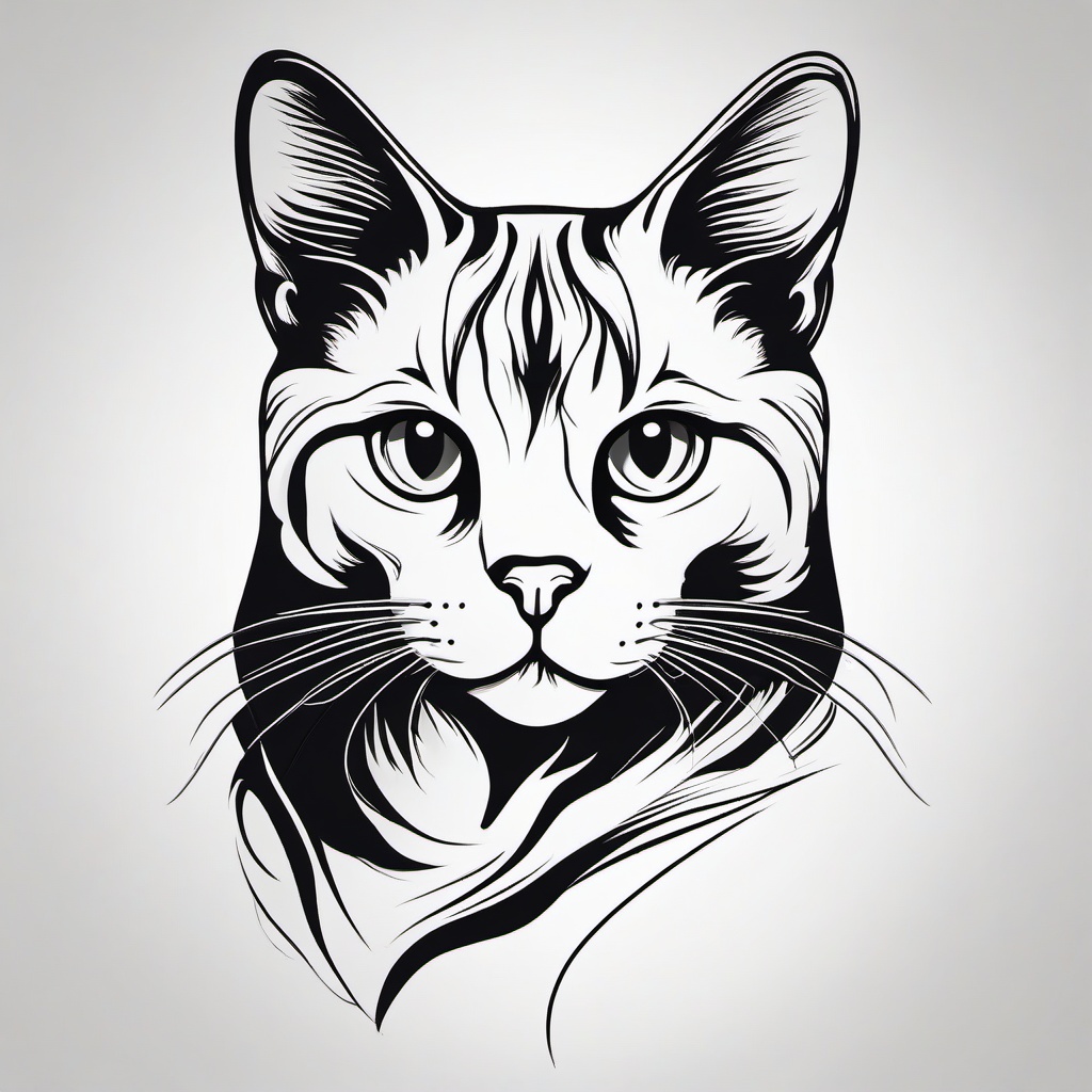 Calico Cat Tattoo - Tattoo featuring a cat with calico coloring.  minimal color tattoo, white background