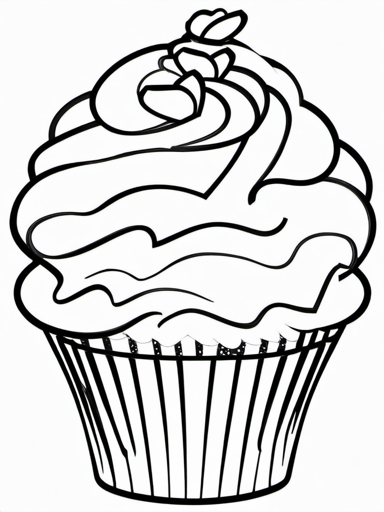 Cupcake Coloring Pages - Cupcake shaped like a heart for Valentine's Day  simple coloring pages