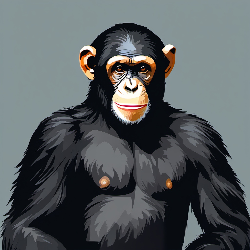 Chimpanzee clipart - Close relative of humans in the wild, ,vector color clipart,minimal