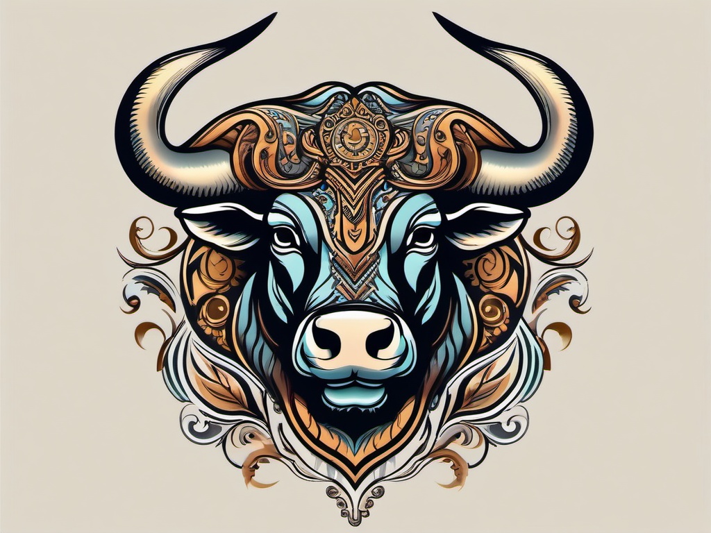 bull tattoo taurus  simple vector color tattoo