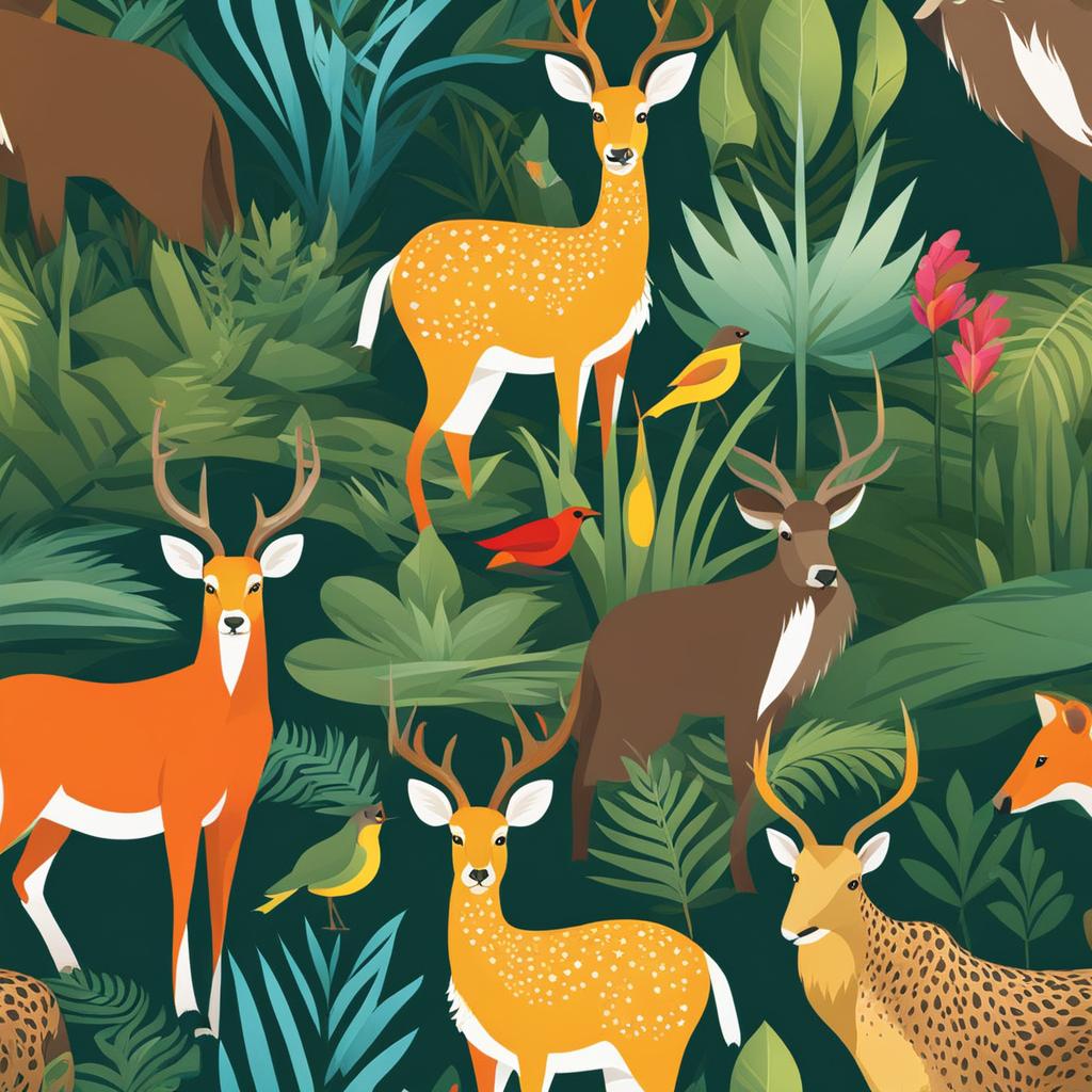 animals clipart: roaming freely in a vibrant wildlife sanctuary. 