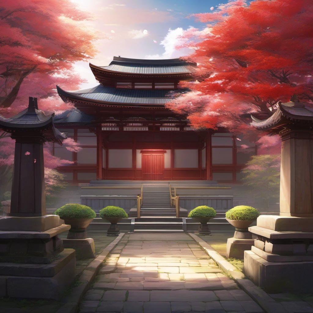 Serene temple courtyard. anime, wallpaper, background, anime key visual, japanese manga