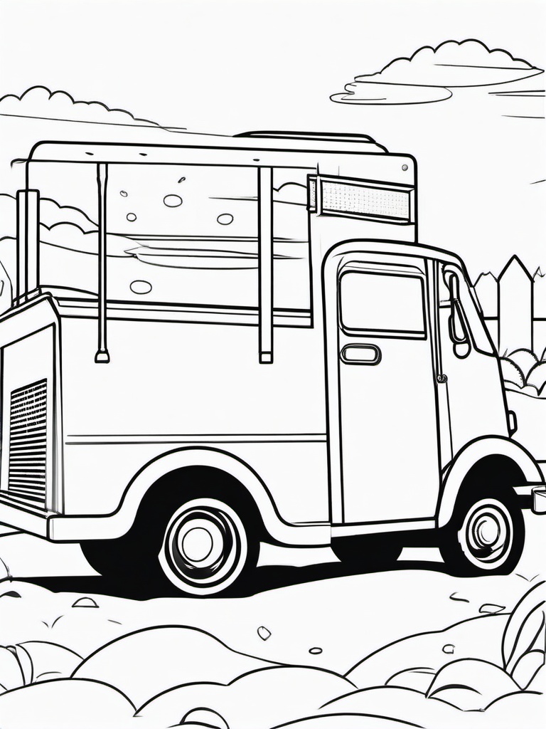 Ice Cream Truck Coloring Pages - Sweet Treats from a Colorful Truck  minimal black outline printable sheet, coloring page