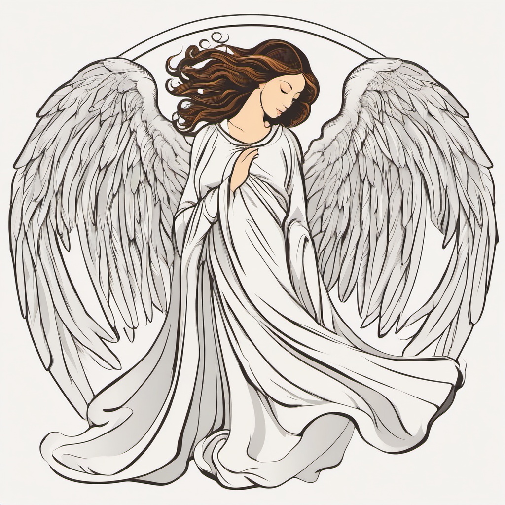 Angel clipart - angel with flowing robes and wings  color,minimalist,vector clipart