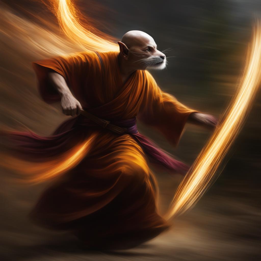 thri-kreen monk with blurred speed - create an artwork of a thri-kreen monk, their incredible speed leaving afterimages in their wake. 