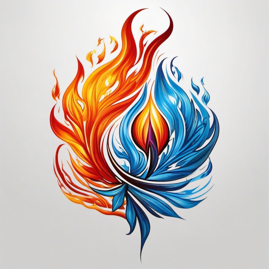 fire water air tattoo  simple color tattoo,white background