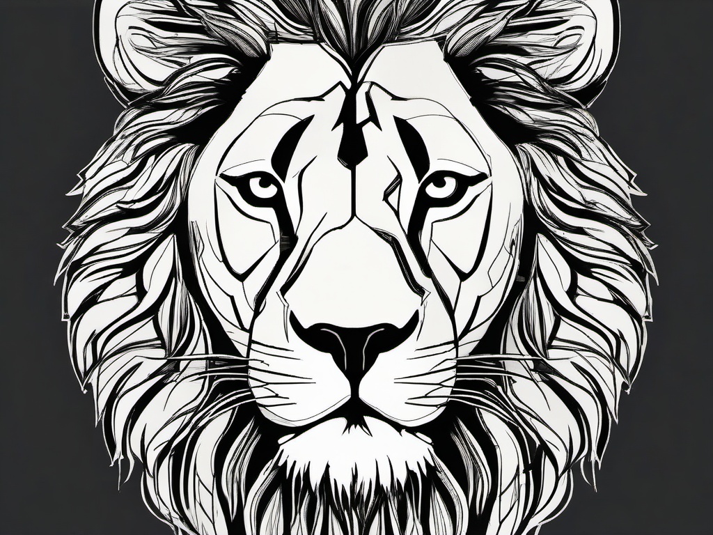 line drawing of lion  minimal rough sketch scribbles,doodles,black and white