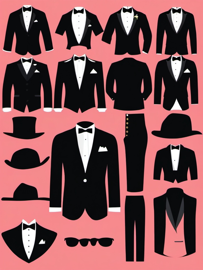 Tuxedo clipart - Classic black tuxedo for the groom, ,vector color clipart,minimal