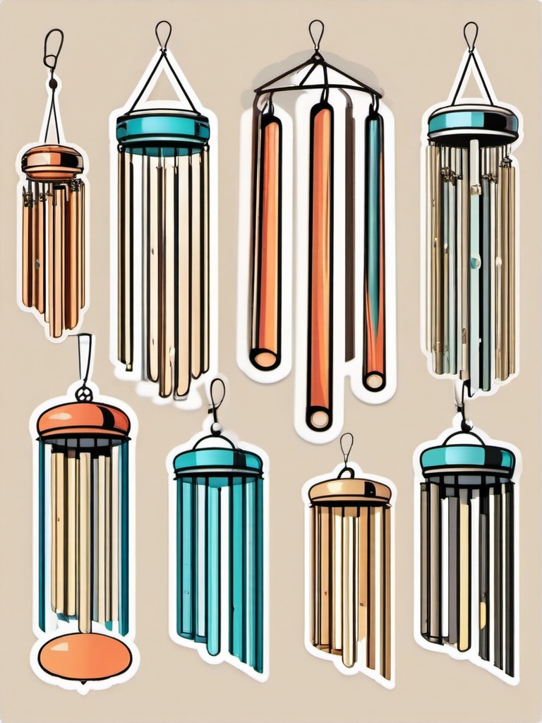 Wind chimes sticker- Melodic and breezy, , sticker vector art, minimalist design