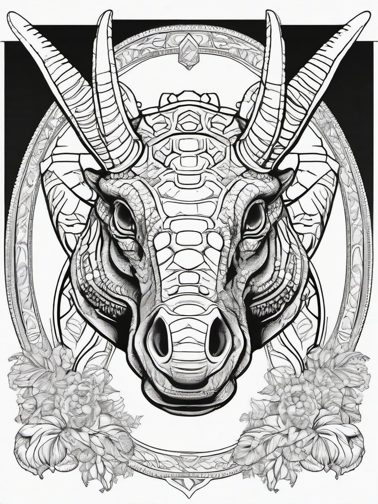 Pentaceratops Coloring Pages - Five-Horned Ceratopsian  black outline printable coloring page