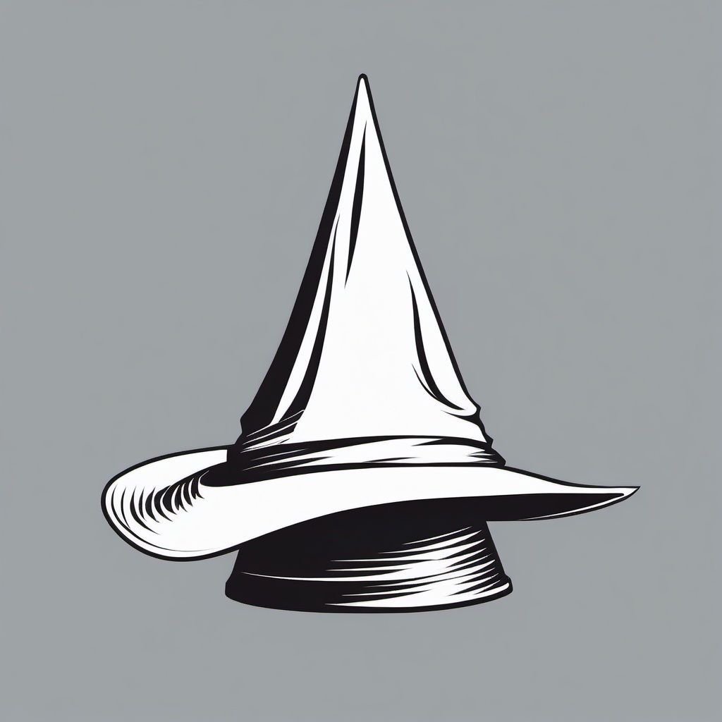 Witch's hat with a crooked point clipart.  vector style illustration, white background