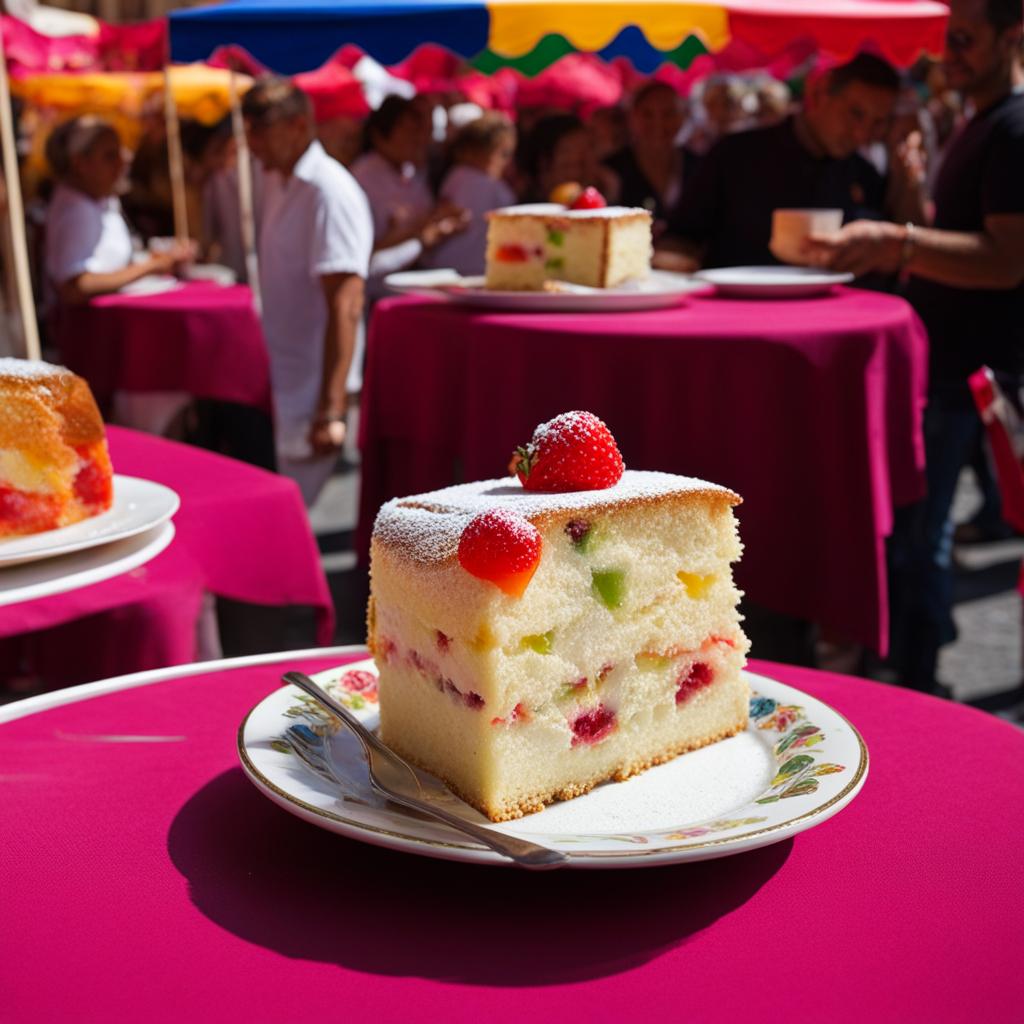 cassata, sicilian ricotta cake, relished at a colorful street carnival in palermo. 