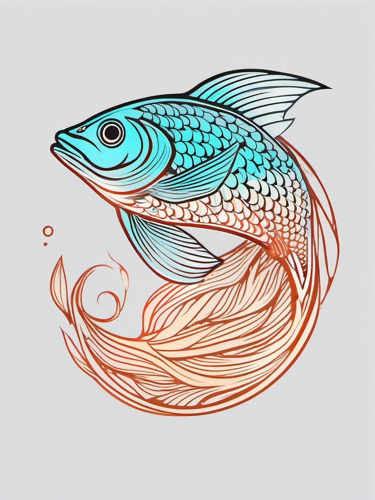 Tattoo Small Fish-Delightful and small tattoo featuring a fish, perfect for those seeking a subtle and minimalist aquatic design.  simple color vector tattoo