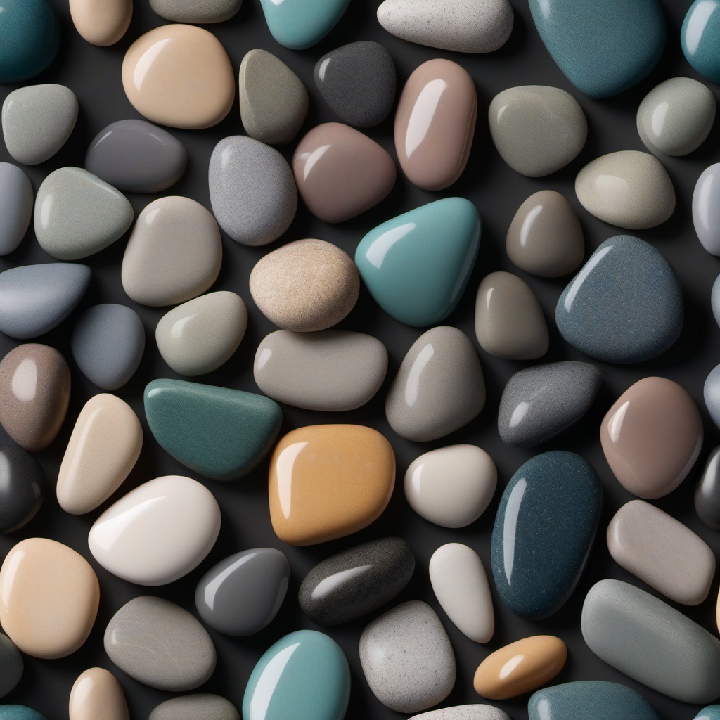 Smooth garden stones with a polished surface and soothing colors top view, product photoshoot realistic background, hyper detail, high resolution