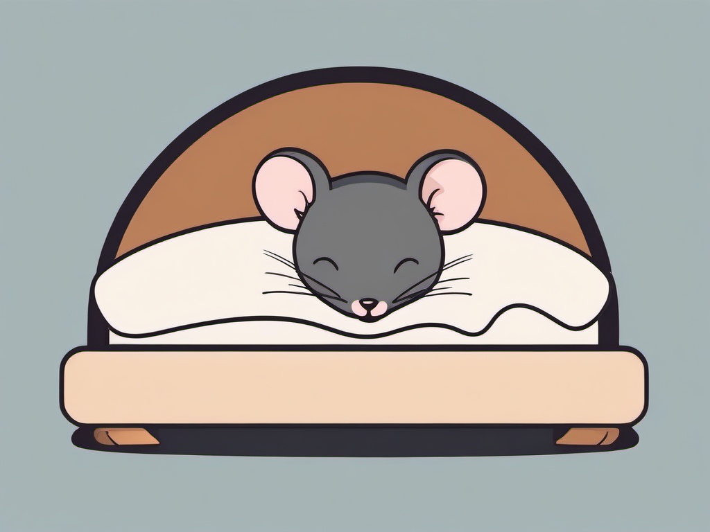 Mouse clipart - mouse sleeping in a cozy bed  color,minimalist,vector clipart