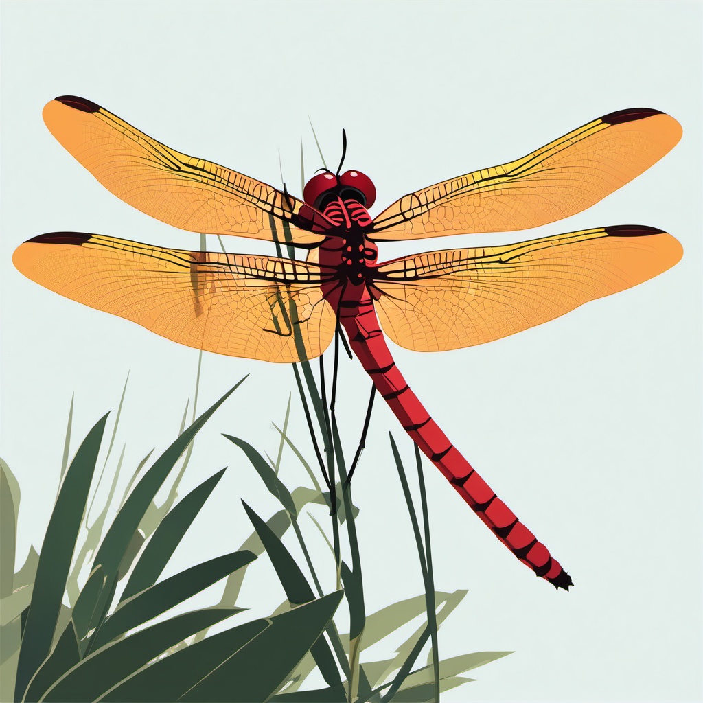 Meadowhawk Dragonfly Clip Art - A meadowhawk dragonfly perching,  color vector clipart, minimal style