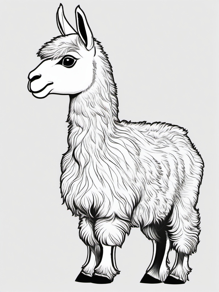 Llama Coloring Pages - Woolly Andean Mountain Mammal  black outline printable coloring page