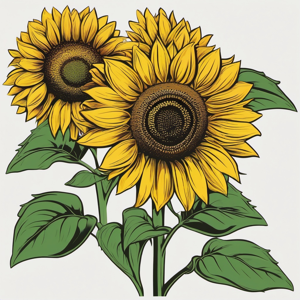 Clipart of a Sunflower,Designing a gardening guide  simple, 2d flat