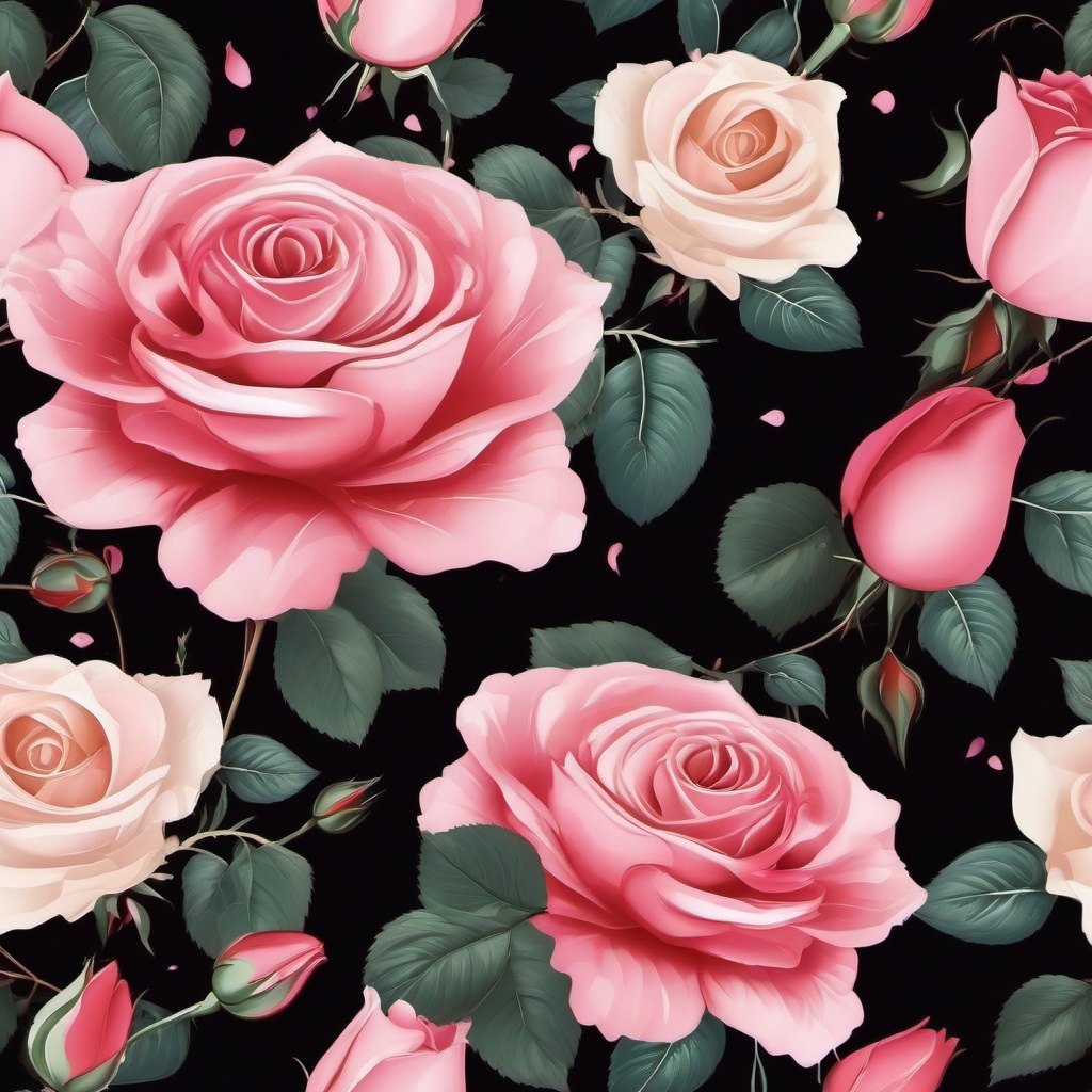 Rose Background - Romantic Roses and Falling Petals, Floral Beauty  intricate patterns, splash art, wallpaper art