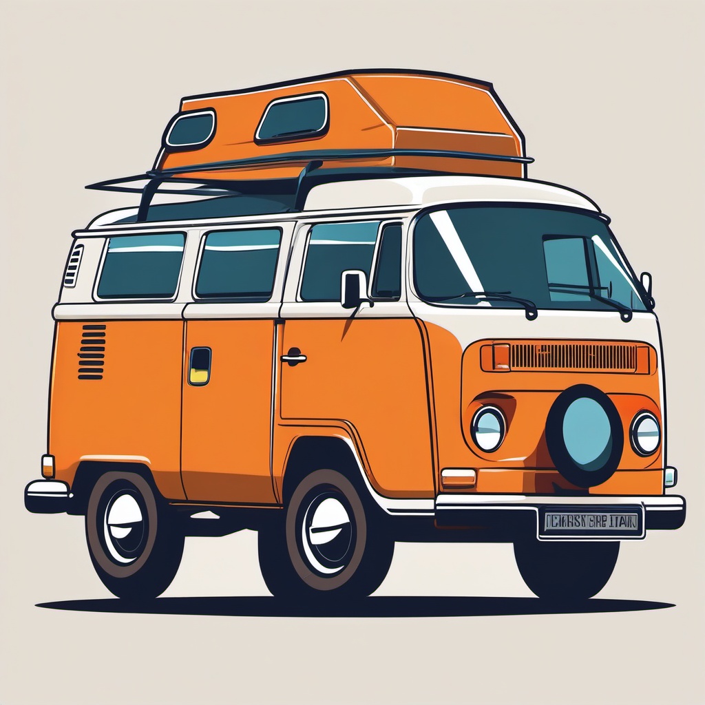 Camper Van Clipart - A camper van for road trips and camping.  color vector clipart, minimal style