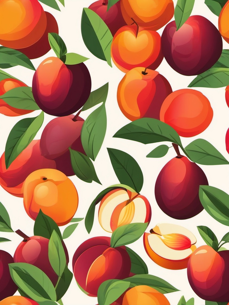 Nectarine Clipart - Juicy and smooth-skinned nectarine.  color vector clipart, minimal style