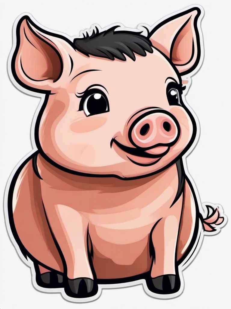 Miniature Pig cartoon - small, friendly pig often kept as a pet  cartoon sticker style