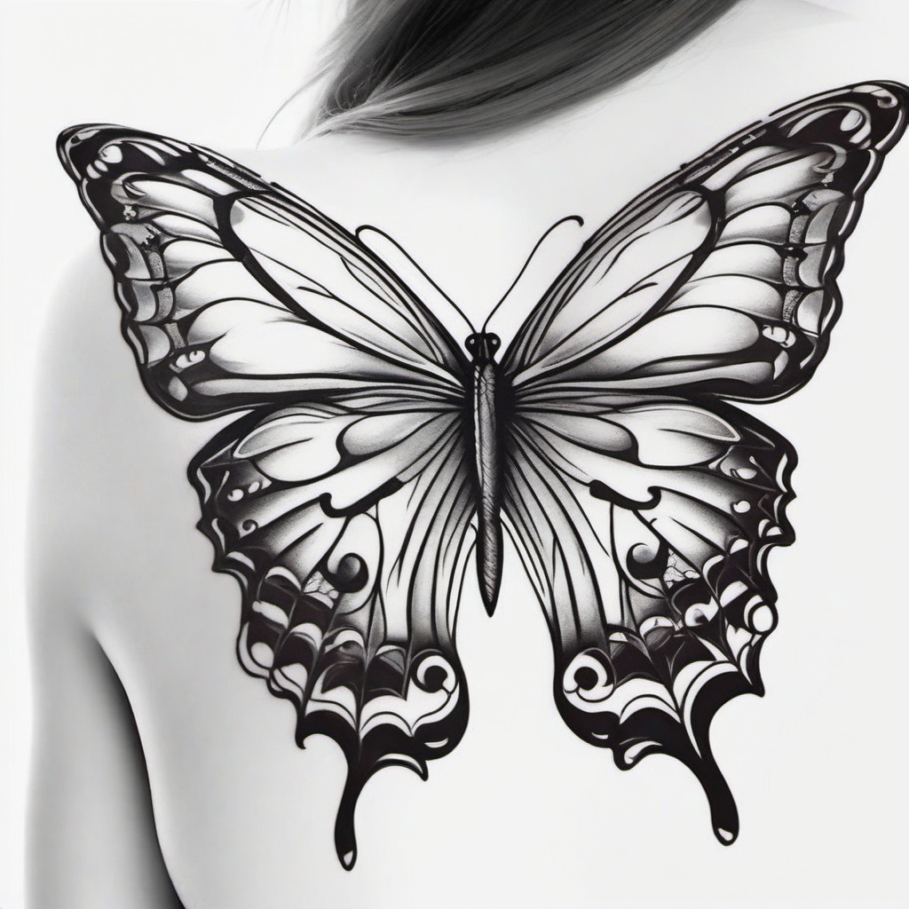 Butterfly tattoo, Delicate butterfly tattoo, representing metamorphosis and beauty. , tattoo color art, clean white background