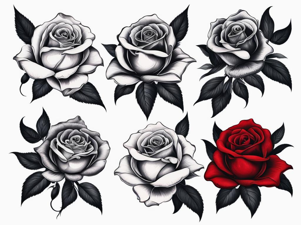 Dead rose tattoo, Tattoos featuring withered or dead roses.  color, tattoo patterns, white clean background