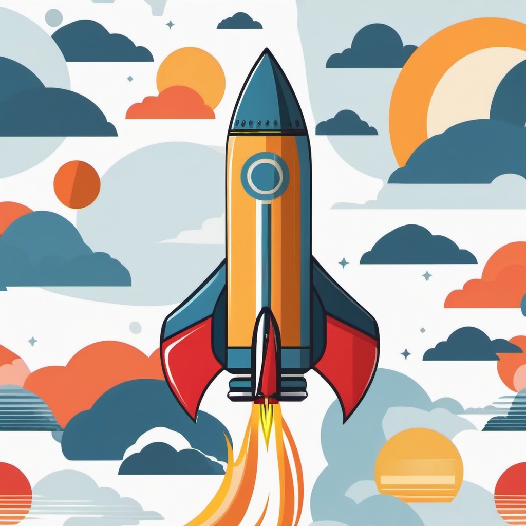 Rocket Clipart - A rocketship ready for liftoff.  color clipart, minimalist, vector art, 