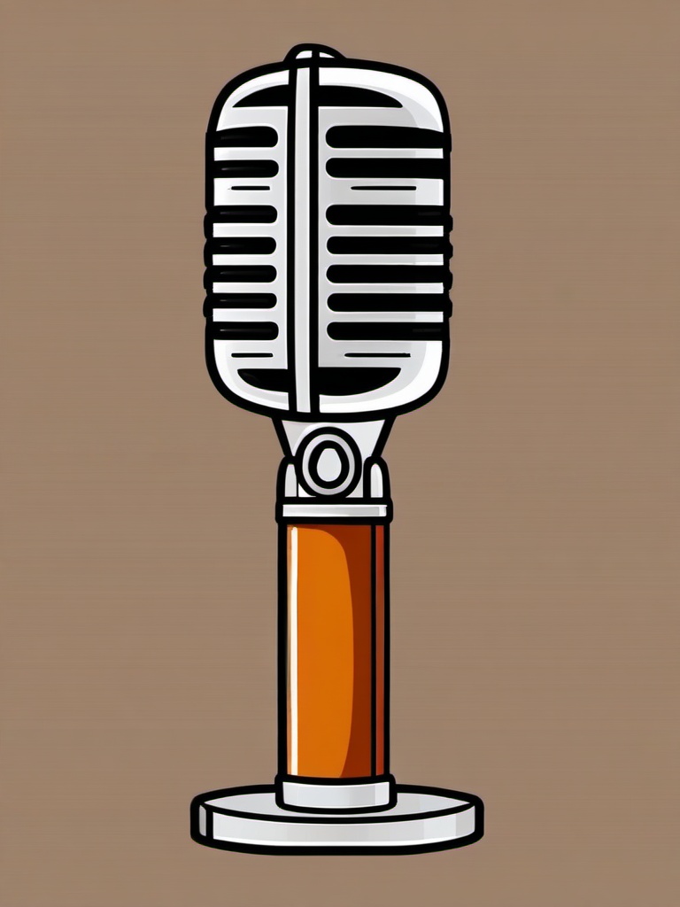 Vintage Microphone Clipart - Retro microphone ready for a live performance.  color clipart, minimalist, vector art, 