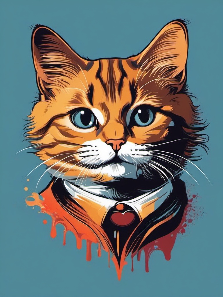 Funny Cat - A lighthearted and charming kitty that's a constant source of amusement and smiles. , vector art, splash art, t shirt design