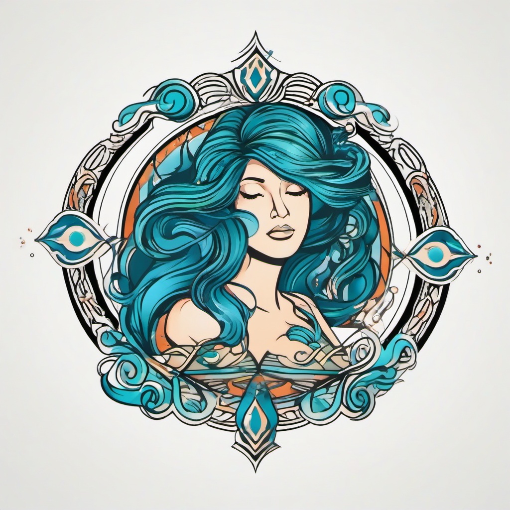 aquarius zodiac sign tattoo  simple vector color tattoo