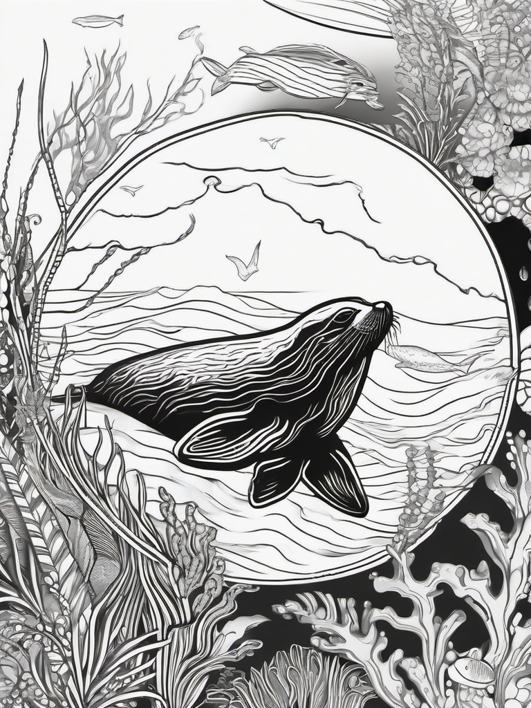 Seal Coloring Pages - Sleek Ocean Dweller with Flippers  black outline printable coloring page