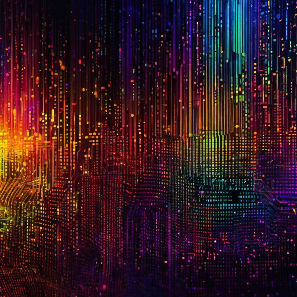 Computer Wallpaper - Digital Technology and Binary Code wallpaper splash art, vibrant colors, intricate patterns