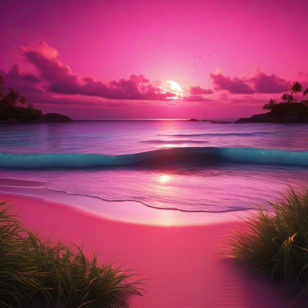 Beach background - pink sunset beach wallpaper  